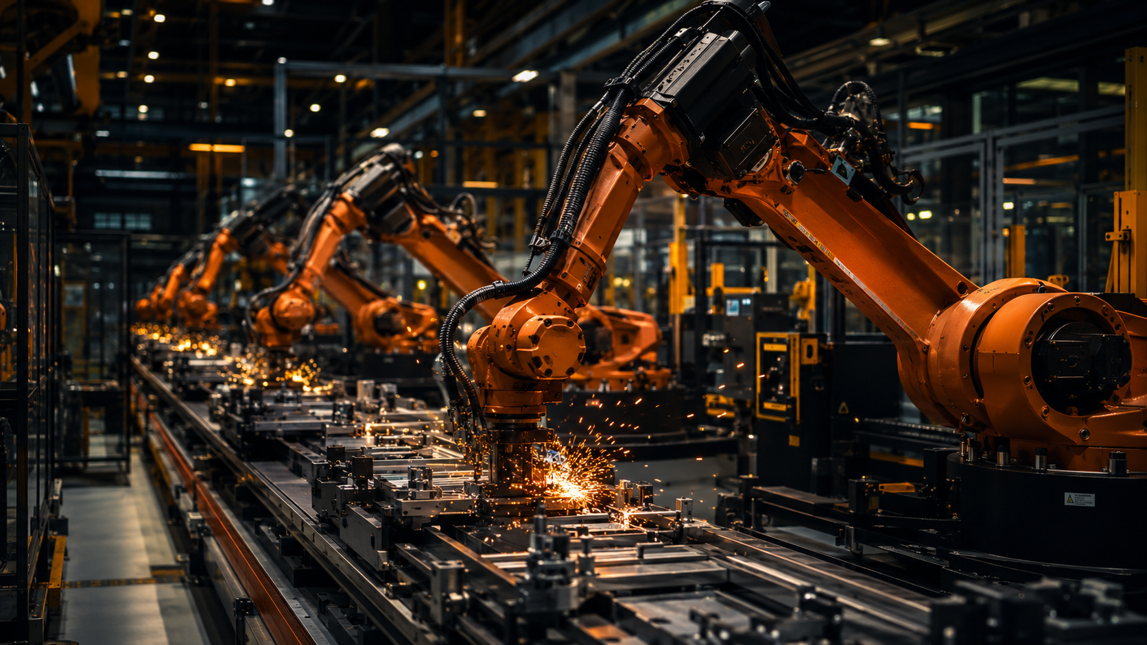 Industrial manufacturing facility with robotic machinery